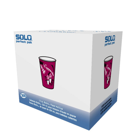 SOLO Cup Company Bistro Design Hot Drink Cups, Paper, 12oz, 300/Carton