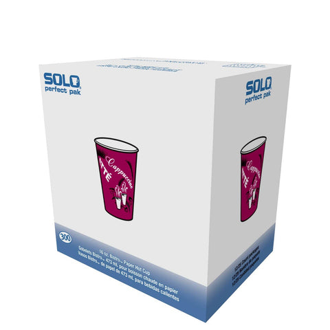 SOLO Cup Company Bistro Design Hot Drink Cups, Paper, 16oz, Maroon, 300/Carton