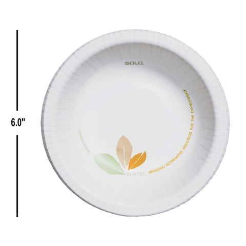 SOLO Cup Company Bare Paper Dinnerware, 12oz Bowl, Green/Tan, 500/Carton