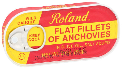 Roland Anchovy Flat Fillets of Olive Oil, 2 Ounce -- 25 per case.