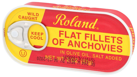 Roland Anchovy Flat Fillets of Olive Oil, 2 Ounce -- 25 per case.