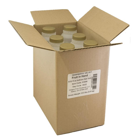 Fruit in Hand Raspberry Velvet Craft Puree, 32 Fluid Ounce -- 6 per case.