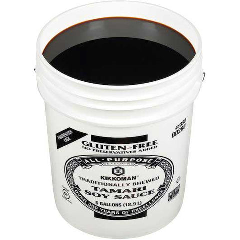 Kikkoman Preservative Free Gluten Free Tamari Soy Sauce, 5 Gallon