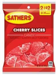 Sathers Cherry Slices Candy, 5 Ounce -- 12 per case.