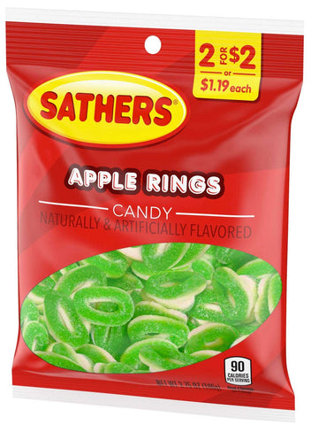 Sathers Gmmllo Apple Rings Candy, 3.75 Ounce -- 12 per case.
