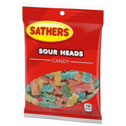 Sathers Sour Heads Candy, 3.5 Ounce Peg Bag -- 12 per case