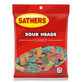 Sathers Sour Heads Candy, 3.5 Ounce Peg Bag -- 12 per case