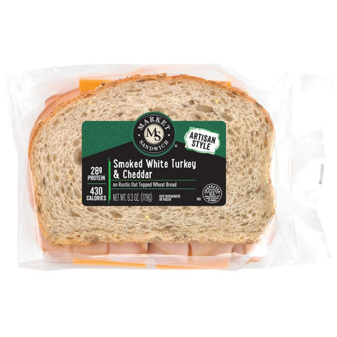 Market Artisan Smoked Turkey and Cheddar Multigrain Bread Sandwich, 6.3 Ounce -- 8 per case
