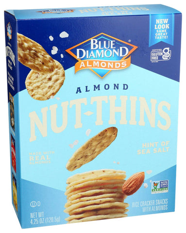 Blue Diamond Growers Nut Thins Hint of Sea Salt Flavor Nut and Rice Cracker, 4.25 Ounce -- 12 per case.