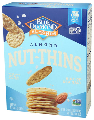 Blue Diamond Growers Nut Thins Hint of Sea Salt Flavor Nut and Rice Cracker, 4.25 Ounce -- 12 per case.