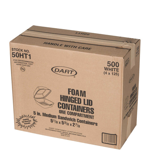 Dart Carryout Food Container, Foam, 1-Comp, 5 1/2 x 5 3/8 x 2 7/8, White, 500/Carton