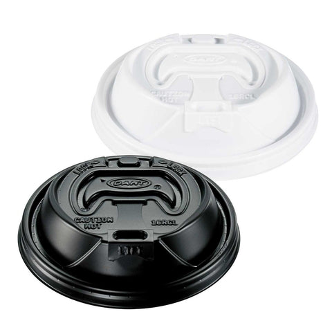 Dart Optima Hot Cup Lids, 12-24oz Cups, Black, 100/Sleeve, 10 Sleeves/Carton