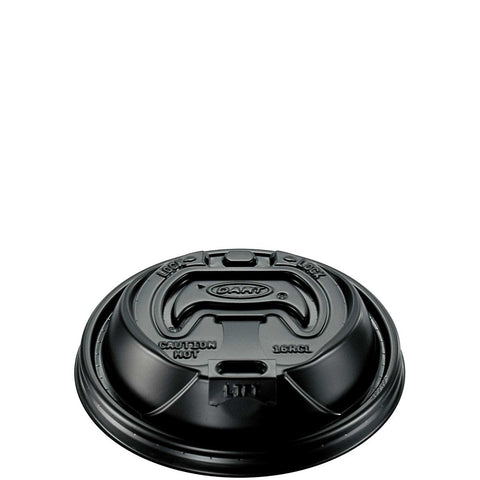 Dart Optima Hot Cup Lids, 12-24oz Cups, Black, 100/Sleeve, 10 Sleeves/Carton