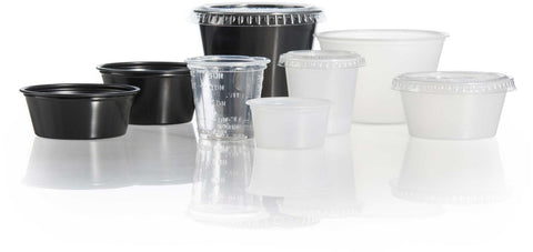 SOLO Cup Company Plastic Souffle Portion Cups, 3 1/4 oz., Black, 250/Bag, 2500/Carton