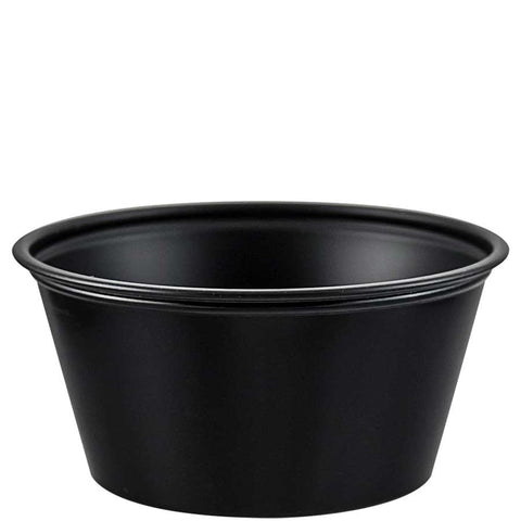 SOLO Cup Company Plastic Souffle Portion Cups, 3 1/4 oz., Black, 250/Bag, 2500/Carton