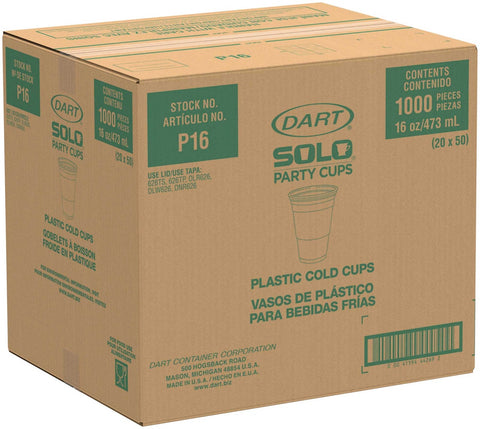 Dart Conex Translucent Plastic Cold Cups, 16oz, 1000/Carton