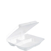 Dart Carryout Food Container, Foam, 3-Comp, White, 8 x 7 1/2 x 2 3/10, 200/Carton