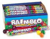 Rain Blo Bubble Gum Balls Tube - 24 per pack -- 12 packs per case.