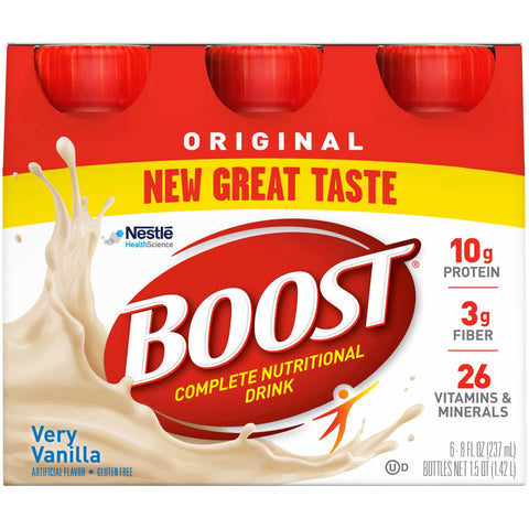 Boost Original Very Vanilla Nutritional Drink, 8 Fluid Ounce - 6 per pack -- 4 packs per case.