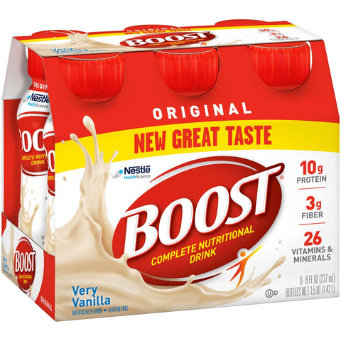 Boost Original Very Vanilla Nutritional Drink, 8 Fluid Ounce - 6 per pack -- 4 packs per case.