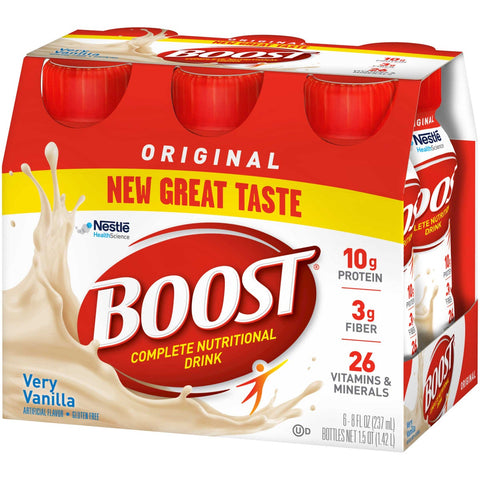 Boost Original Very Vanilla Nutritional Drink, 8 Fluid Ounce - 6 per pack -- 4 packs per case.