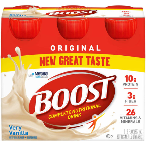 Boost Original Very Vanilla Nutritional Drink, 8 Fluid Ounce - 6 per pack -- 4 packs per case.