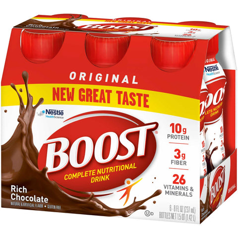 Boost Original Rich Chocolate Nutritional Drink, 8 Fluid Ounce - 6 per pack -- 4 packs per case.