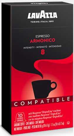 Lavazza Nespresso Armonico Espresso Compatible Capsules, 1.7 Ounce -- 6 per case