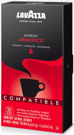 Lavazza Nespresso Armonico Espresso Compatible Capsules, 1.7 Ounce -- 6 per case