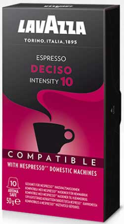 Lavazza Nespresso Intensity 10 Deciso Espresso Compatible Capsules, 1.7 Ounce -- 6 per case