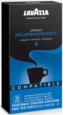 Lavazza Nespresso Decaffeinato Ricco Espresso Compatible Capsules, 1.7 Ounce -- 6 per case