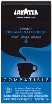 Lavazza Nespresso Decaffeinato Ricco Espresso Compatible Capsules, 1.7 Ounce -- 6 per case