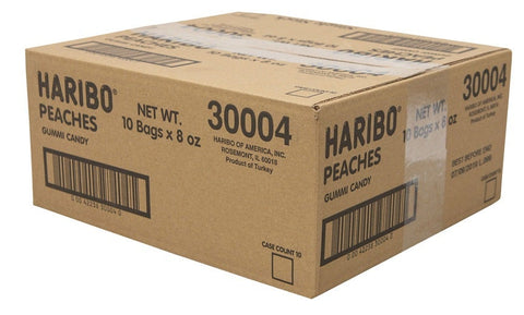 Haribo Confectionery Peaches Gummy Candy, 8 Ounce -- 10 per case.