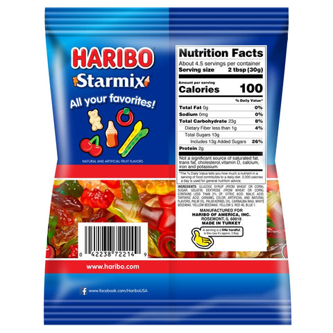 Haribo Confectionery Star Mix Gummy Candy, 5 Ounce -- 12 per case.