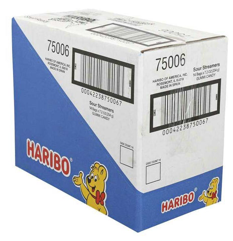 Haribo Confectionery Sour Streamers Gummy Candy, 7.2 Ounce -- 14 per case.