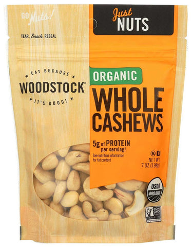 Woodstock Farms Organic Large Whole Raw Cashew, 7 Ounce -- 8 per case.