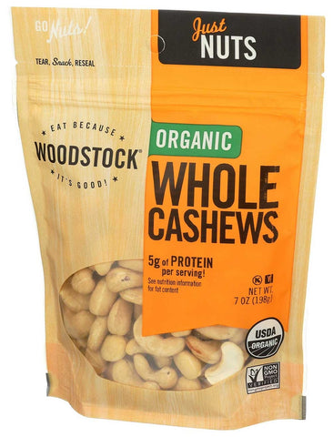 Woodstock Farms Organic Large Whole Raw Cashew, 7 Ounce -- 8 per case.