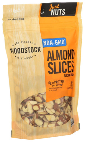 Woodstock Farms All Natural Thick Raw Almond Slice, 7.5 Ounce -- 8 per case.