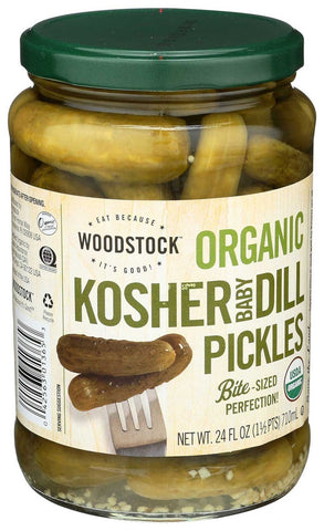 Woodstock Farms Organic Baby Dill Pickle, 24 Ounce -- 6 per case.