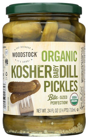 Woodstock Farms Organic Baby Dill Pickle, 24 Ounce -- 6 per case.