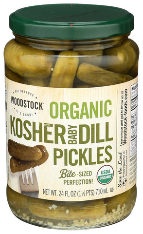 Woodstock Farms Organic Baby Dill Pickle, 24 Ounce -- 6 per case.