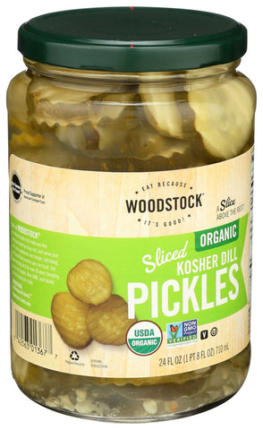 Woodstock Farms Organic Sliced Dill Pickle, 24 Ounce -- 6 per case.