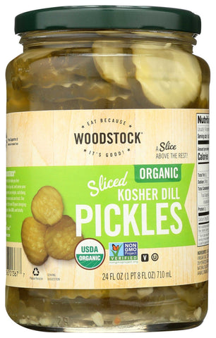 Woodstock Farms Organic Sliced Dill Pickle, 24 Ounce -- 6 per case.