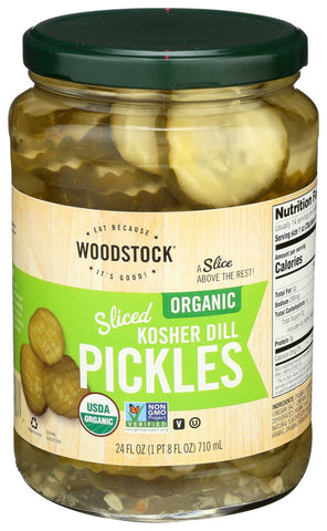 Woodstock Farms Organic Sliced Dill Pickle, 24 Ounce -- 6 per case.