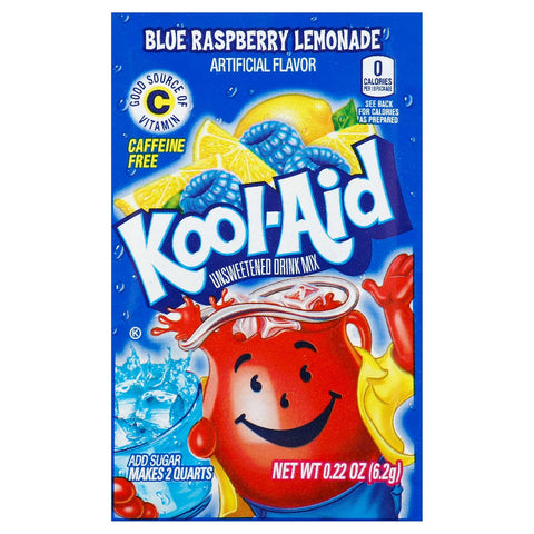 Kool-Aid Unsweetened Blue Raspberry Lemonade Powdered Soft Drink Envelope, 0.22 ounce -- 192 per case