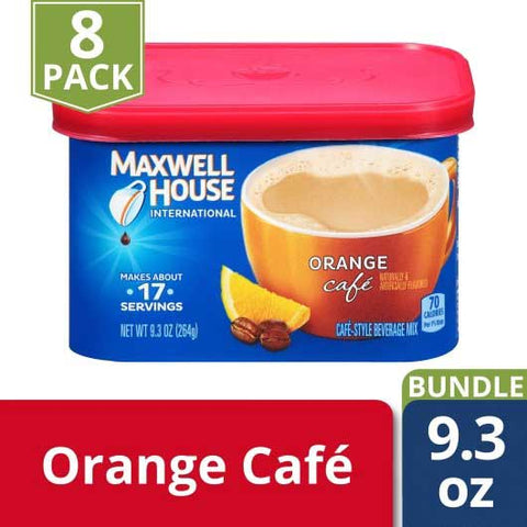 Maxwell House Orange Flavored Cafe Style Instant Beverage Mix, 9.3 Ounce -- 8 per case.