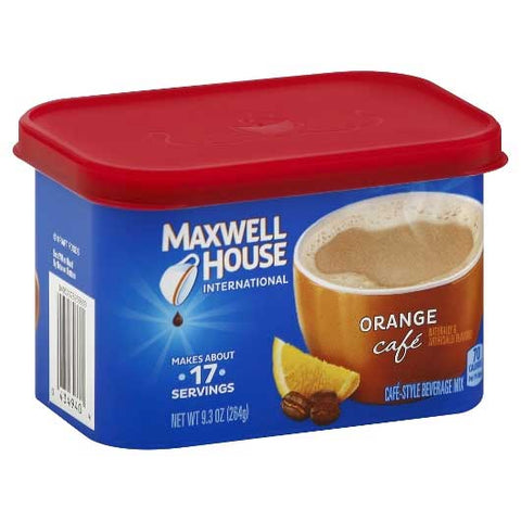 Maxwell House Orange Flavored Cafe Style Instant Beverage Mix, 9.3 Ounce -- 8 per case.