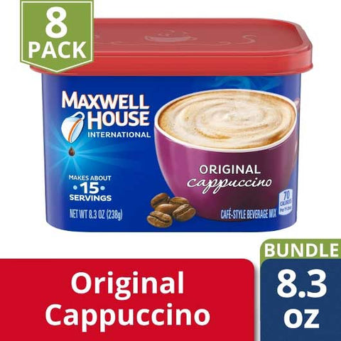 Maxwell House Original Cappuccino Cafe Style Instant Beverage Mix, 8.3 Ounce -- 8 per case.