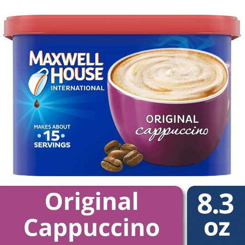 Maxwell House Original Cappuccino Cafe Style Instant Beverage Mix, 8.3 Ounce -- 8 per case.