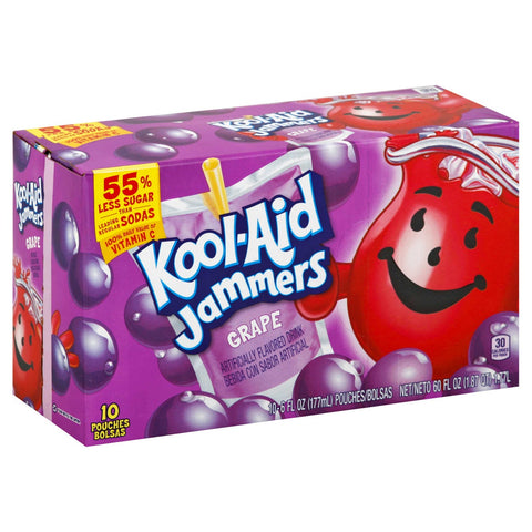 Kool Aid Jammers Grape Soft Drink, 60 Fluid Ounce - 10 per pack -- 4 packs per case.